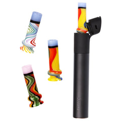 Pulsar Candy Stripe Glass Mouthpiece Attachment for Puffco Pivot w/ Display Stand - Colors Vary - Discreet Smoker