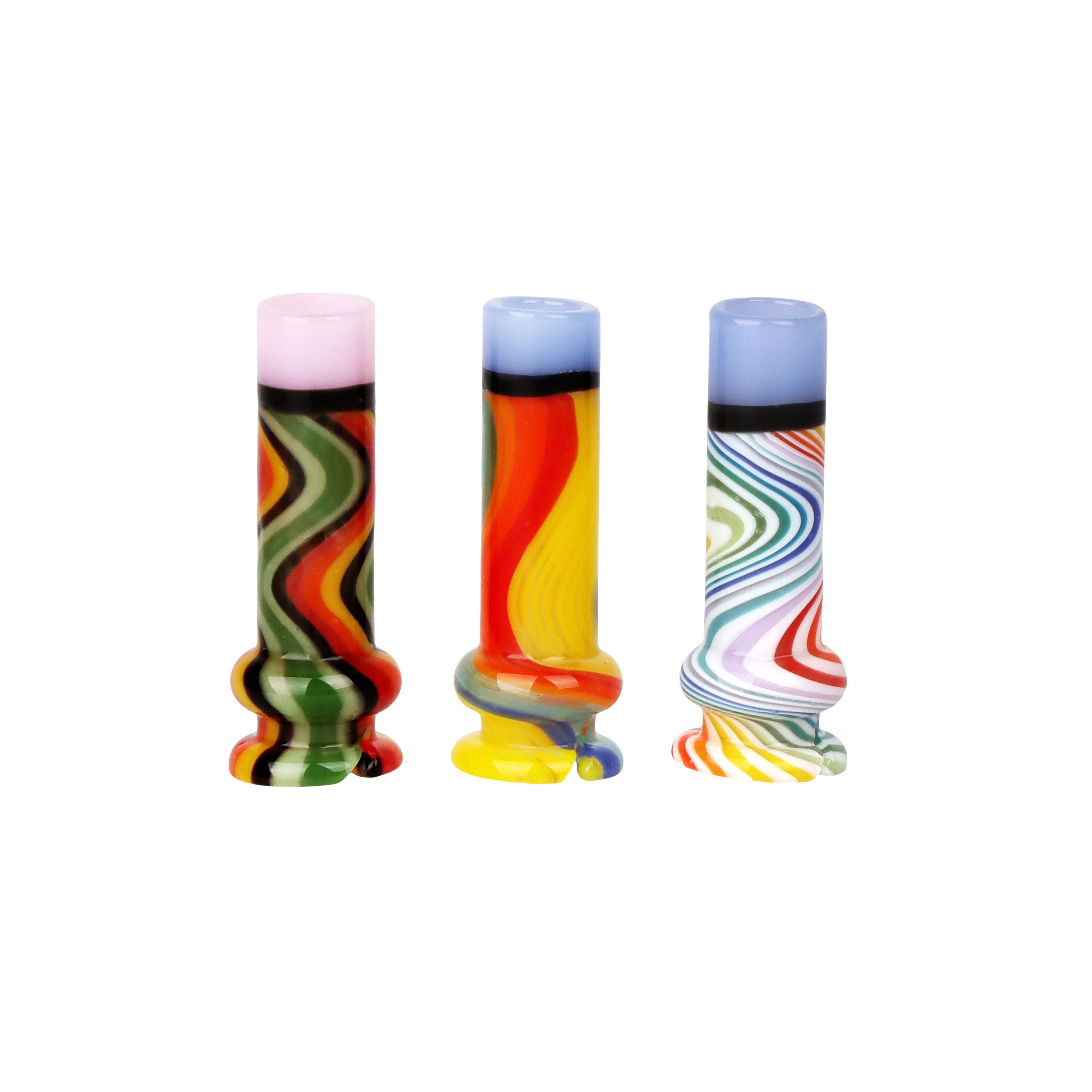 Pulsar Candy Stripe Glass Mouthpiece Attachment for Puffco Pivot w/ Display Stand - Colors Vary - Discreet Smoker