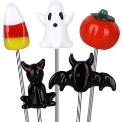 5CT BUNDLE - Halloween Glass Hairpin Poker Tool - 5" / Assorted Designs - Discreet Smoker