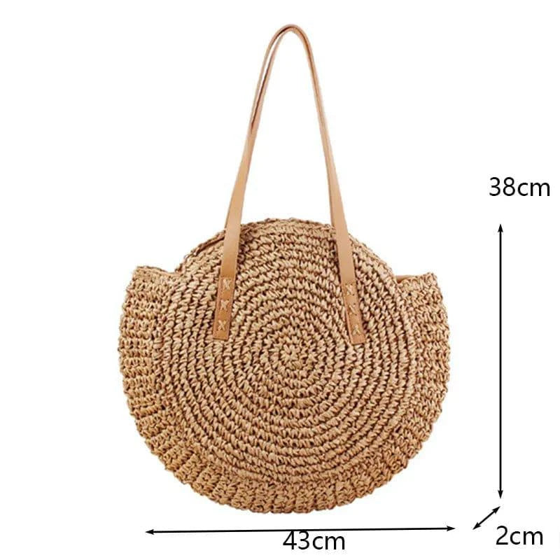 Round Straw Beach Bag - Discreet Smoker
