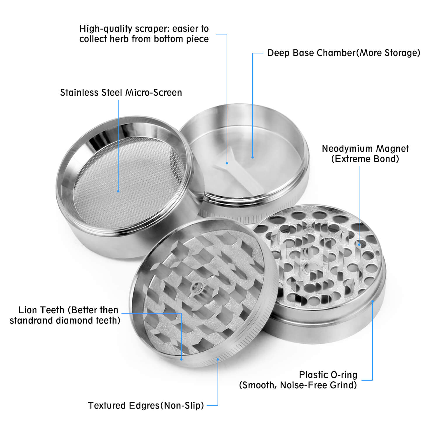 Mandala Grinder Silver - Discreet Smoker