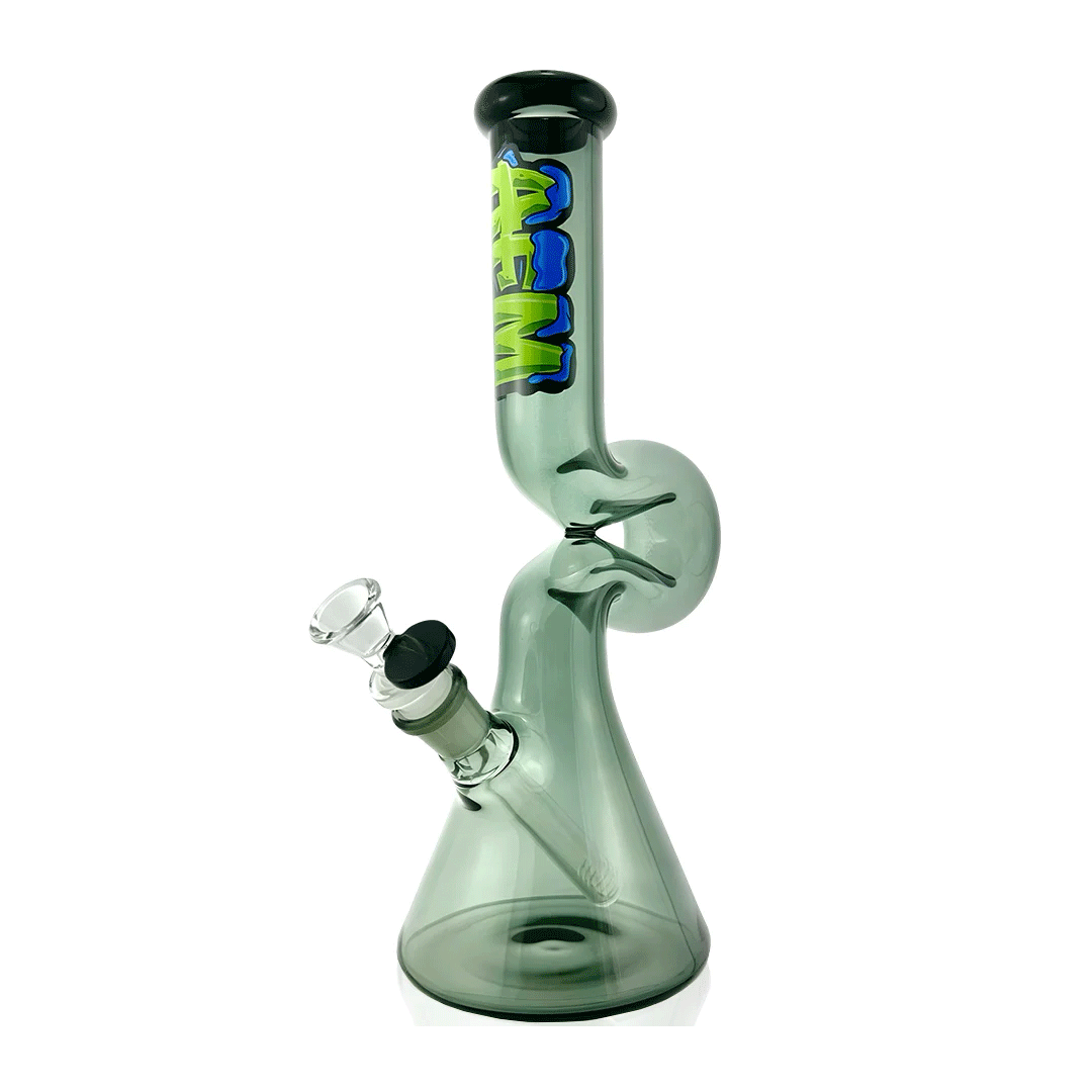 AFM Glass 12" Beaker Wave Full Color Glass Water Pipe - Discreet Smoker