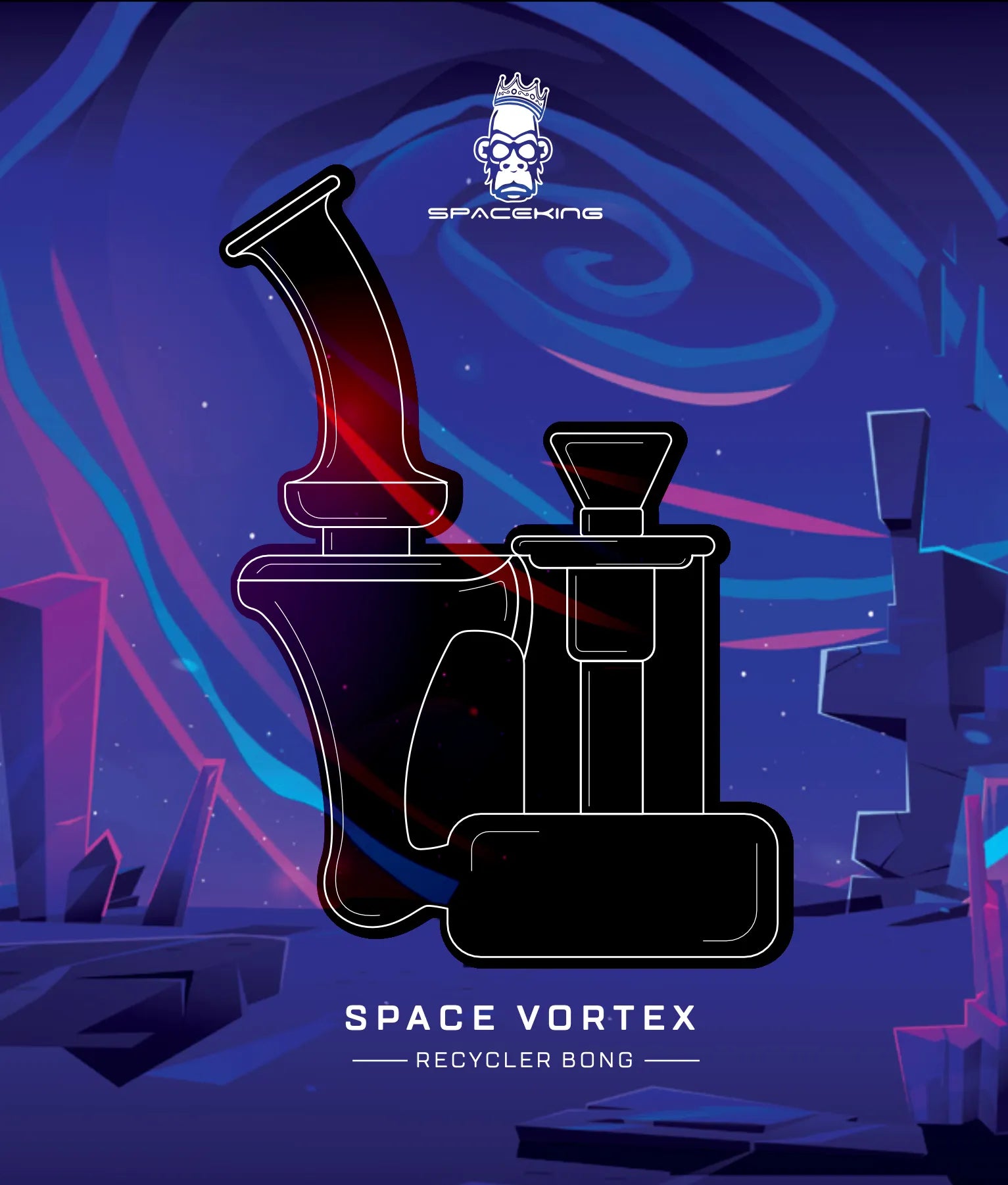 Space King Glass - 'Space Vortex' Recycler Bong - Discreet Smoker