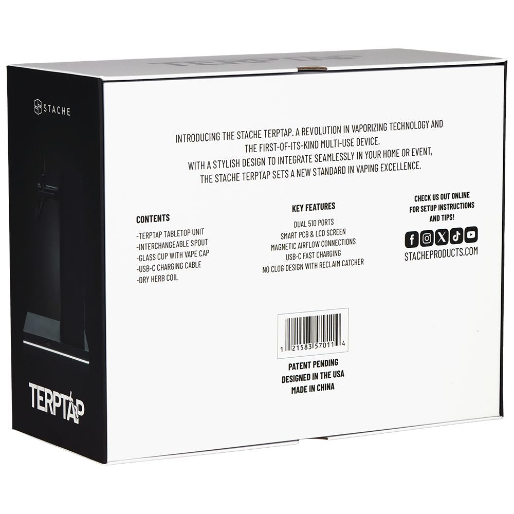 Stache Products Terp Tap Portable Vaporizer | 3000mAh | Black - Discreet Smoker