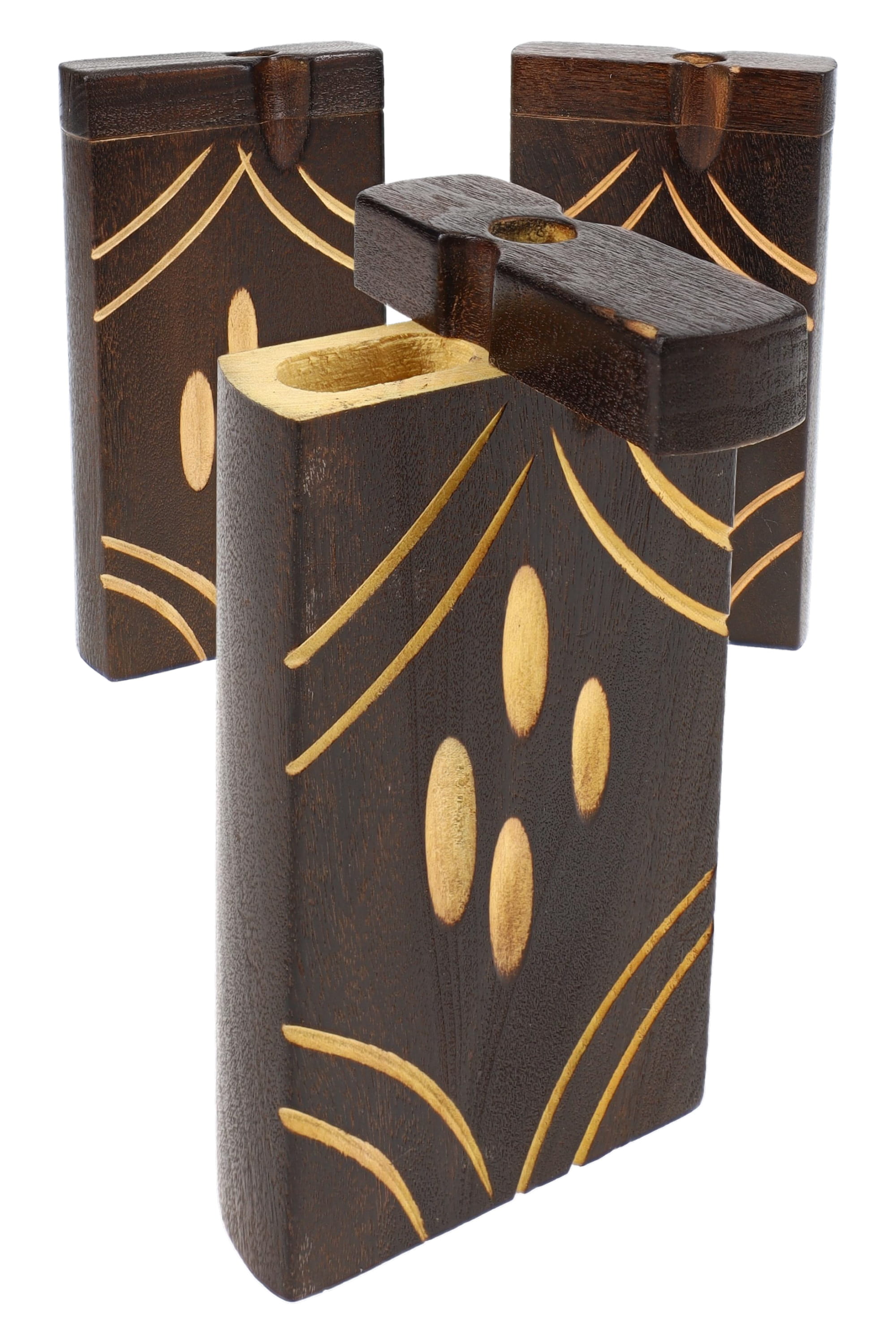 Burned Wood Dugout “Night Lattice” – 4″ – Assorted - Discreet Smoker