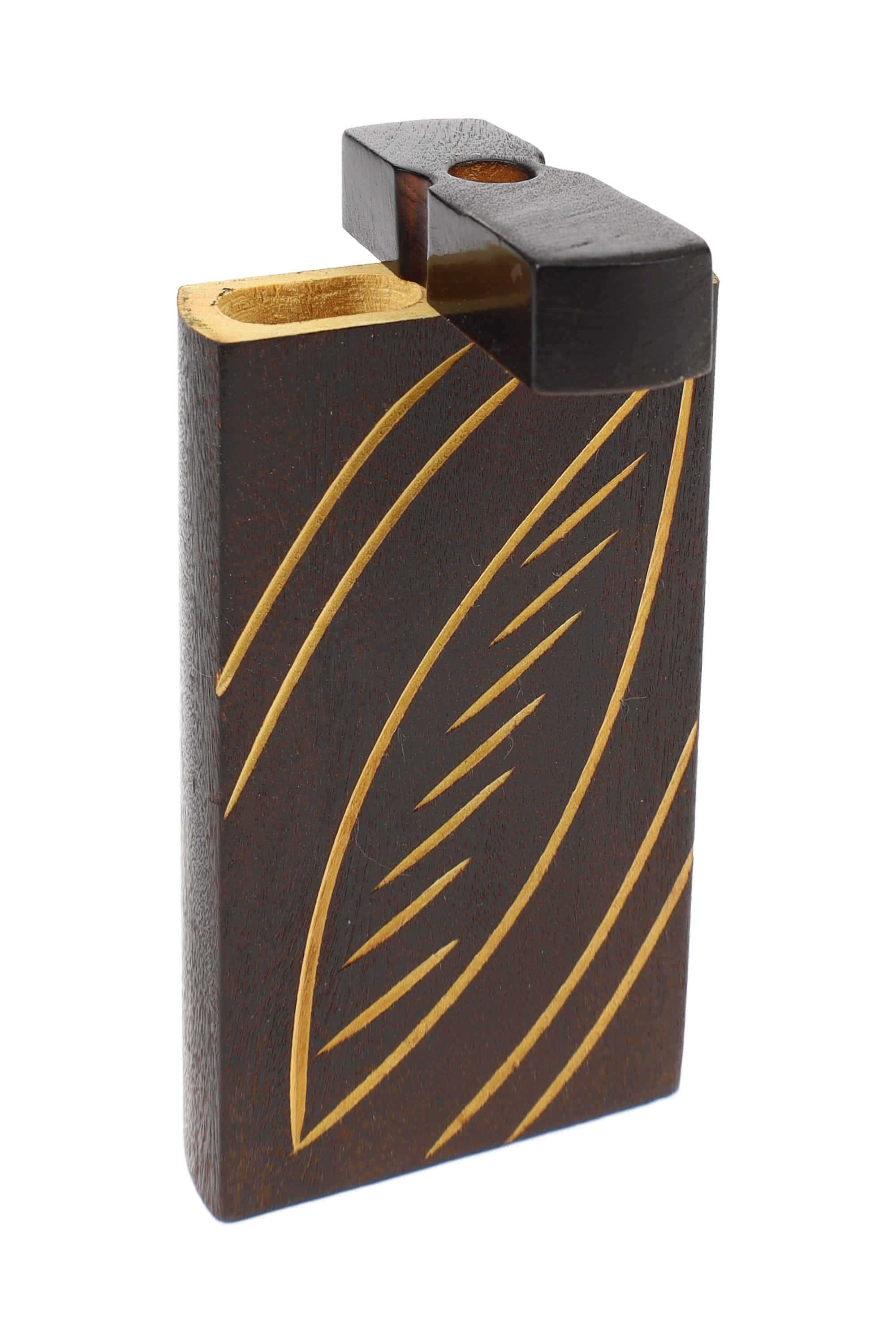 Burned Wood Dugout “Night Lattice” – 4″ – Assorted - Discreet Smoker