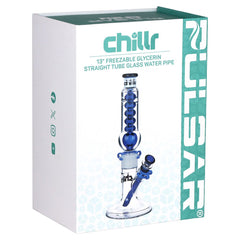 Pulsar Chillr Glycerin Straight Tube Glass Water Pipe - 13" / 14mm F / Blue