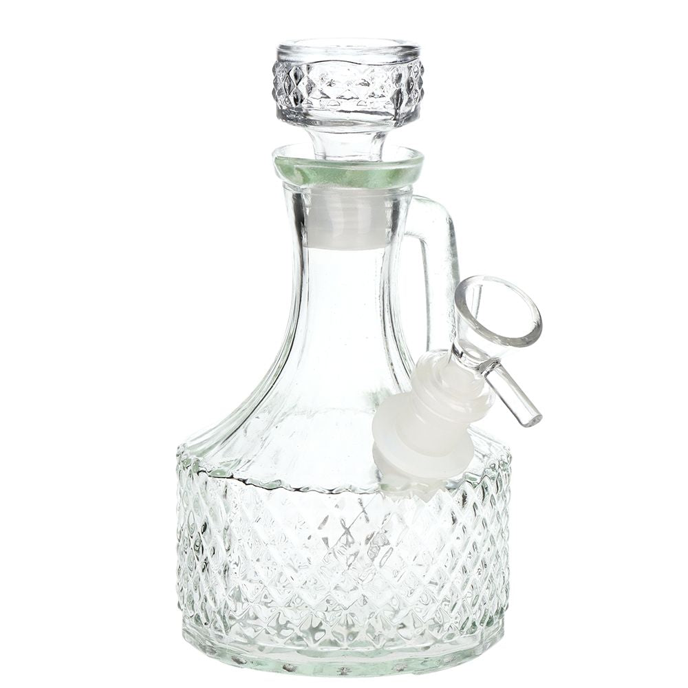 SeshGear Textured Vintage Glass Water Pipe - 6.5" / 14mm F / Clear - Discreet Smoker