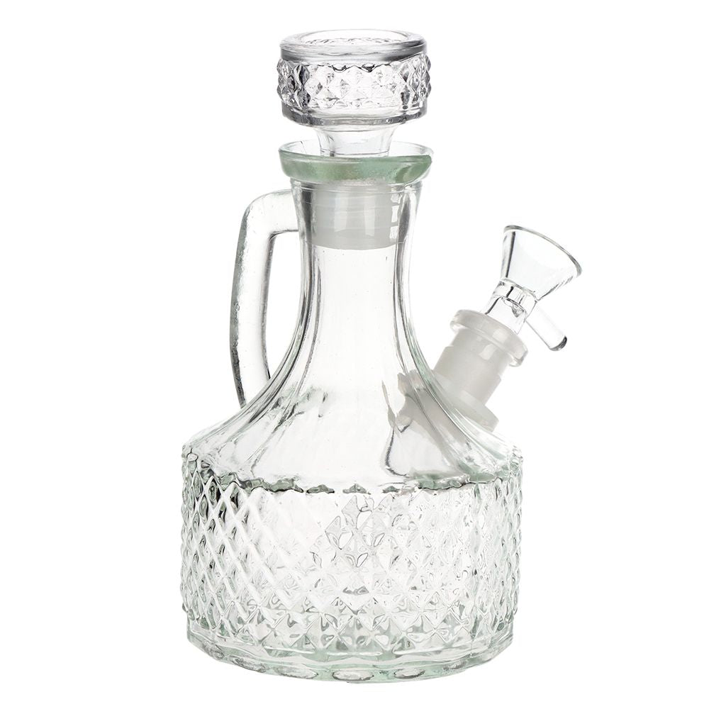 SeshGear Textured Vintage Glass Water Pipe - 6.5" / 14mm F / Clear - Discreet Smoker