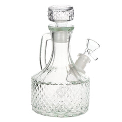 SeshGear Textured Vintage Glass Water Pipe - 6.5" / 14mm F / Clear - Discreet Smoker
