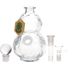 SeshGear Clear Vintage Gourd Glass Water Pipe - 8" / 14mm F / Clear - Discreet Smoker