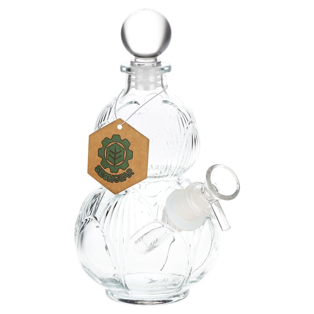 SeshGear Clear Vintage Gourd Glass Water Pipe - 8" / 14mm F / Clear - Discreet Smoker