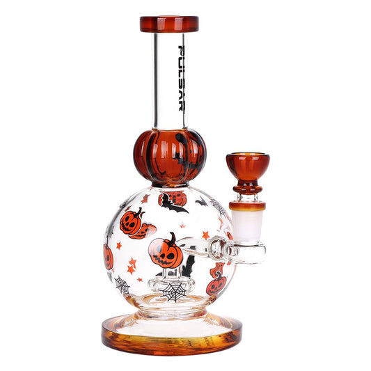 Pulsar Crazy Pumpkins Glass Water Pipe 7.9" / 14mm F - Discreet Smoker