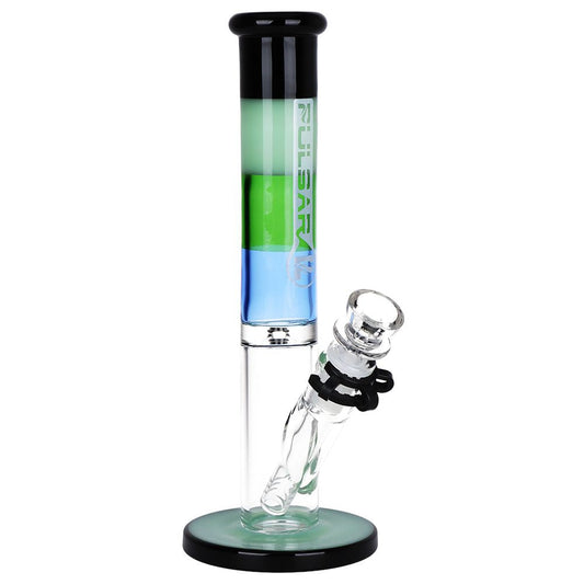 Pulsar Four-Tone Straight Tube Glass Water Pipe - 10.25" / 14mm F - Discreet Smoker