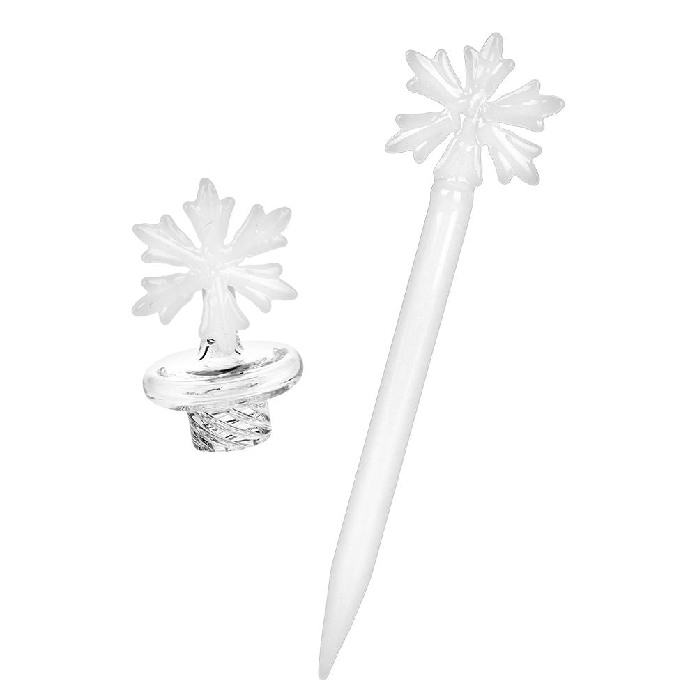Pulsar Holidaze Series Glass Dab Rig Set - 8.25" / 14mm F / Snowflake - Discreet Smoker