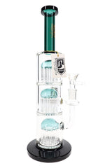 6B Glass Triple Tree Stemless Glass Bong – 12½″ – Assorted Colors - Discreet Smoker