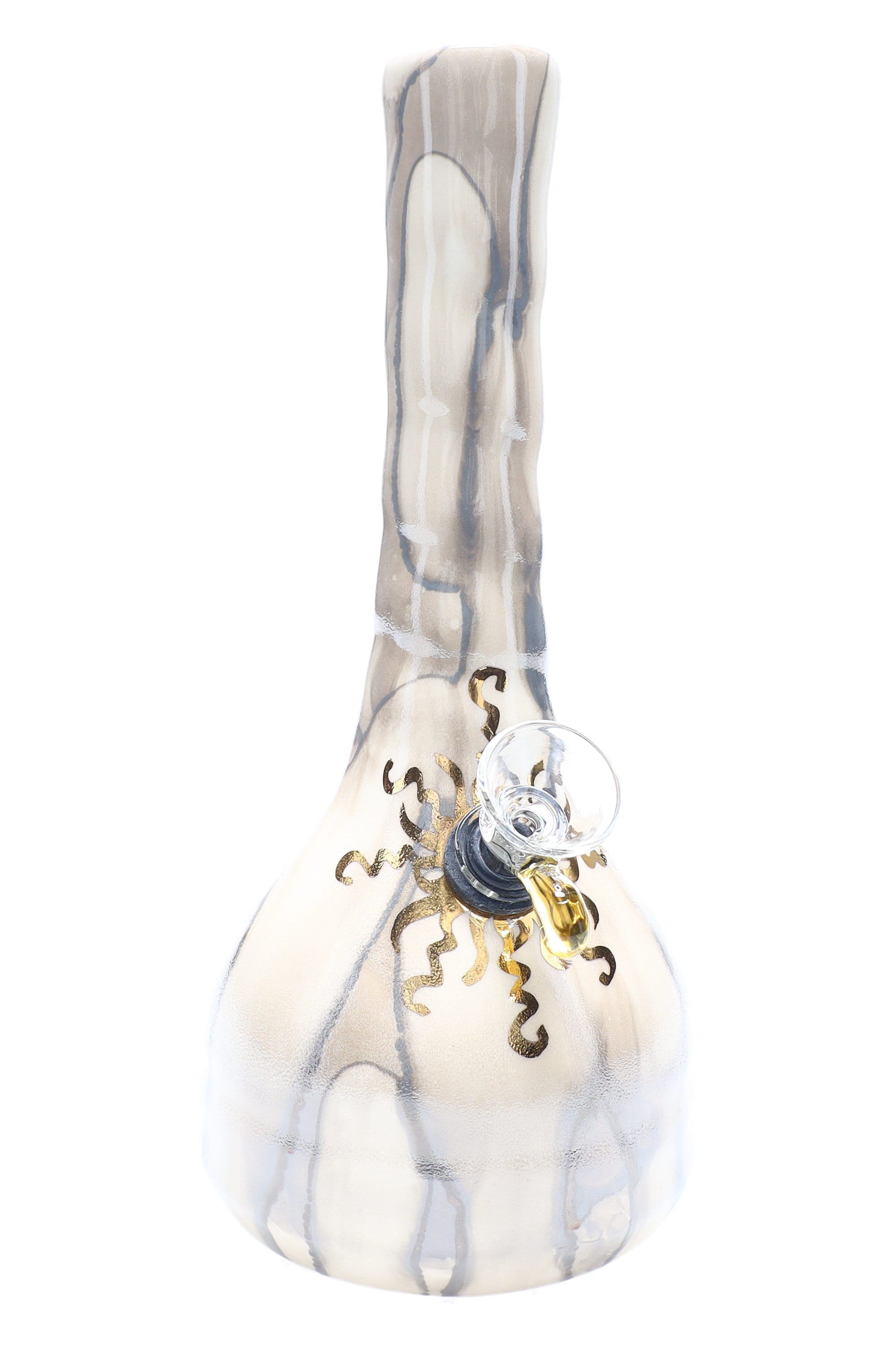 Ancient Creations 9″ Gold Sunburst Ceramic Beaker Bong - Discreet Smoker