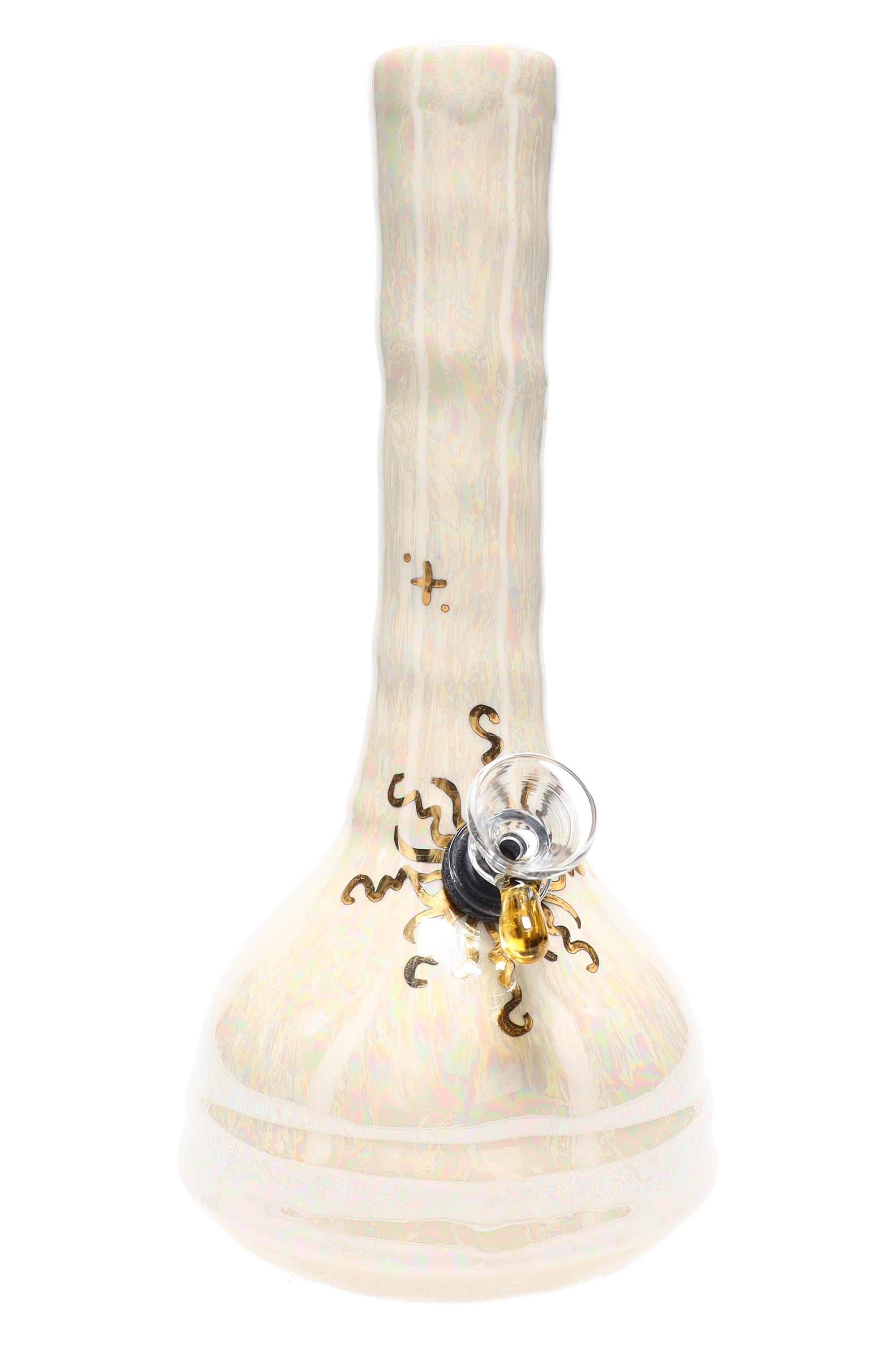 Ancient Creations 9″ Gold Sunburst Ceramic Beaker Bong - Discreet Smoker