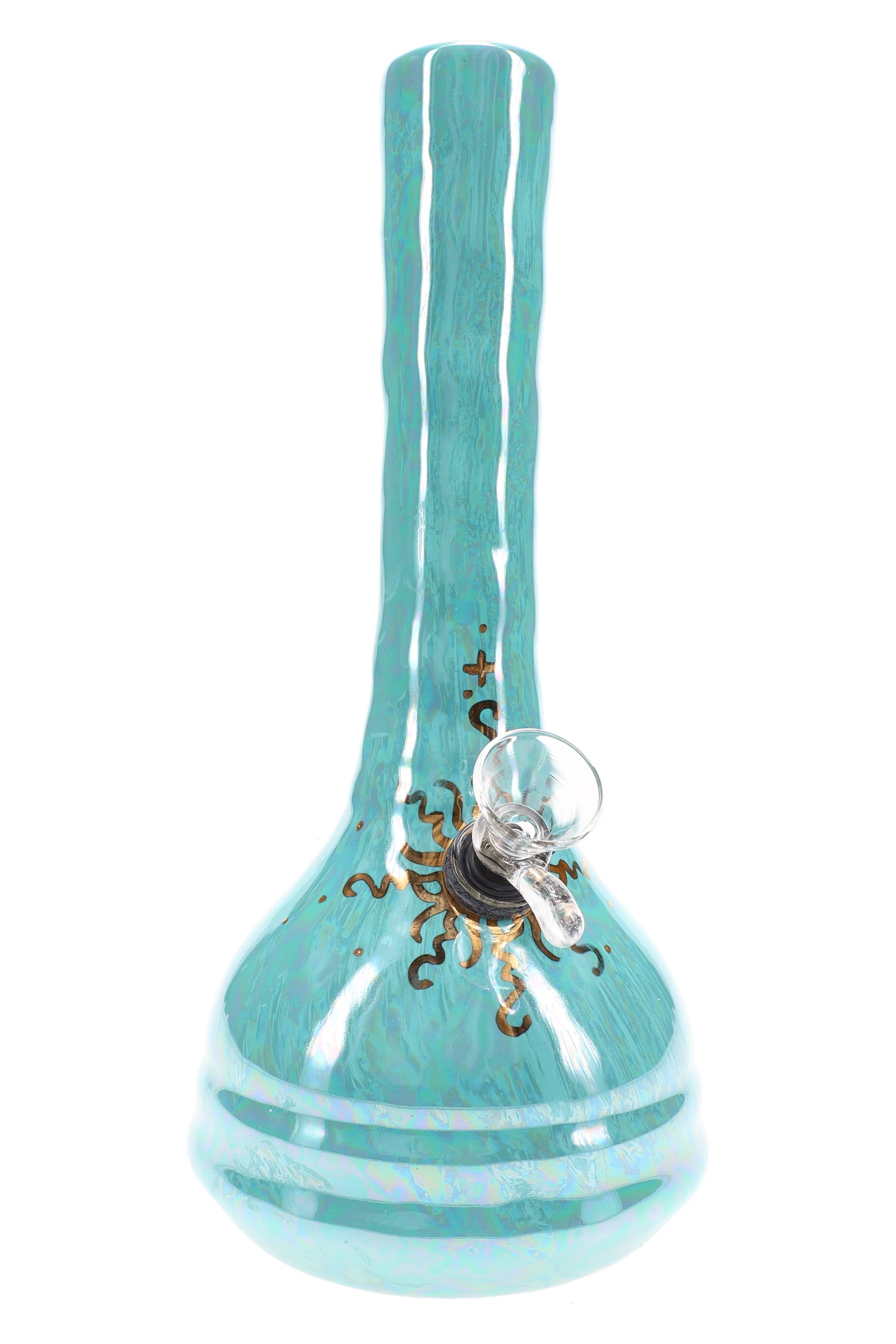 Ancient Creations 9″ Gold Sunburst Ceramic Beaker Bong - Discreet Smoker