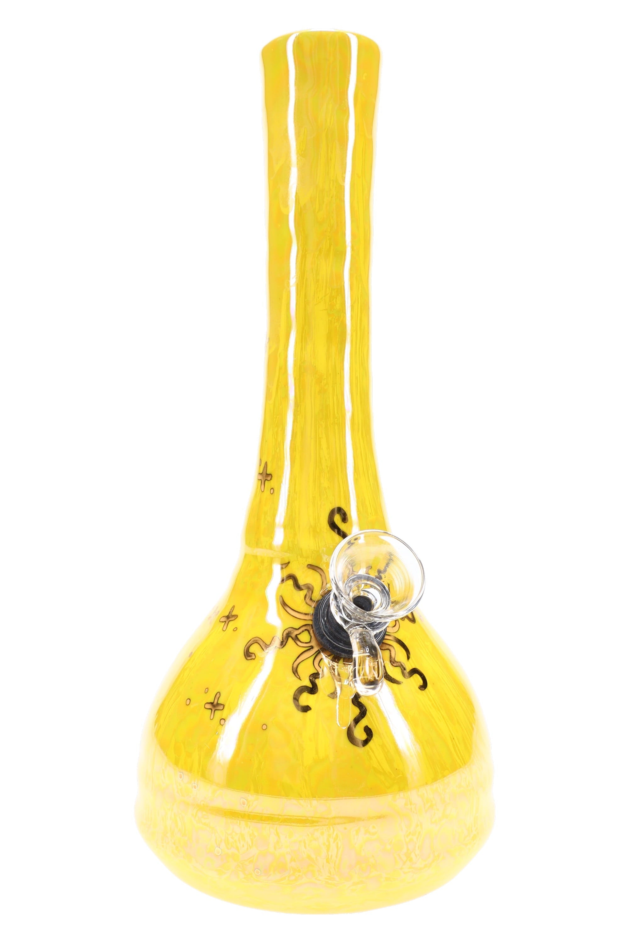Ancient Creations 9″ Gold Sunburst Ceramic Beaker Bong - Discreet Smoker