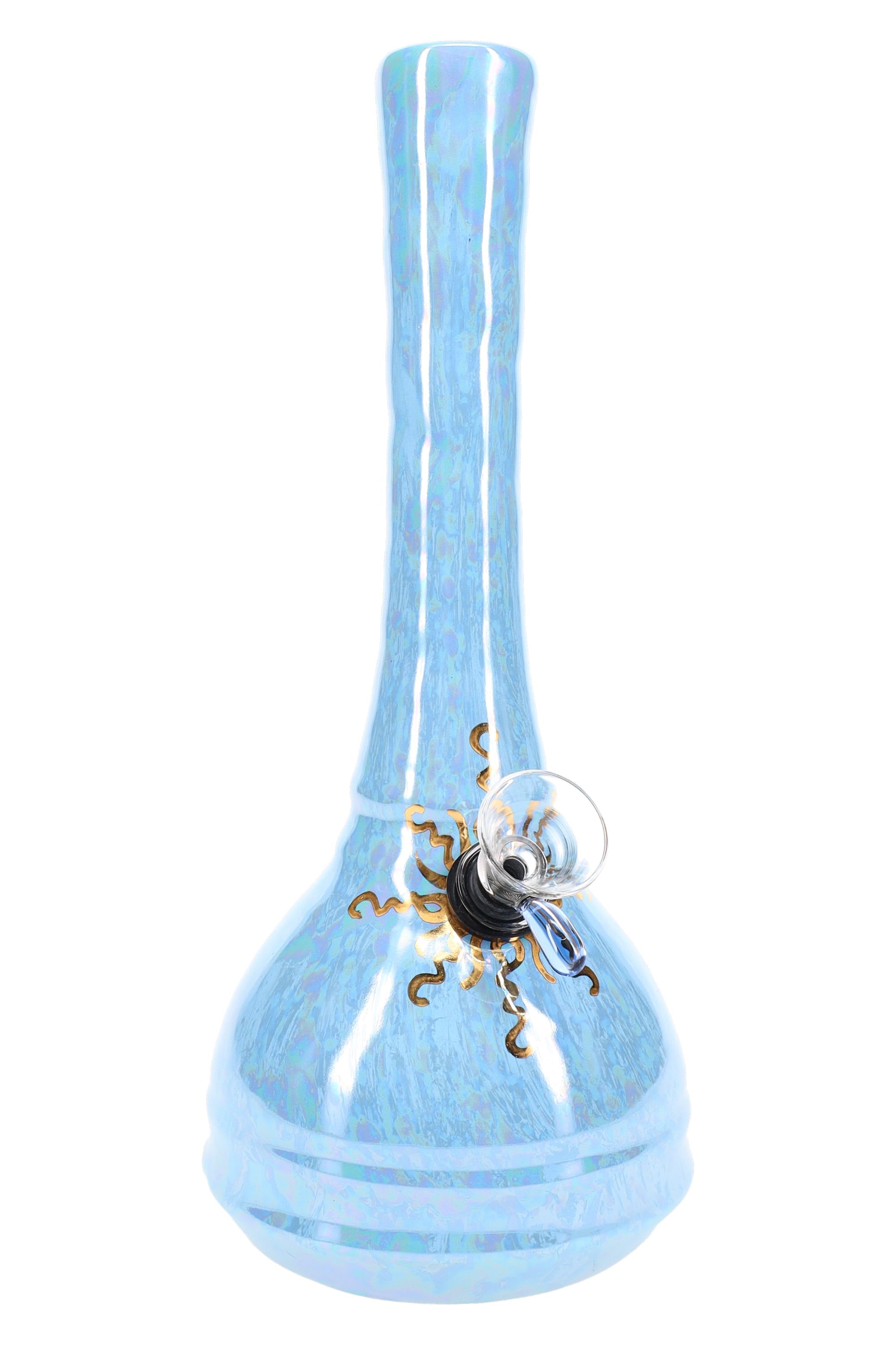 Ancient Creations 9″ Gold Sunburst Ceramic Beaker Bong - Discreet Smoker