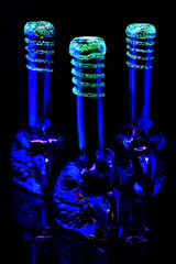 Metallic Eagle Glow-in-the-Dark Frit Soft Glass Bong “Roost Rocket” – 11″ – Assorted Colors