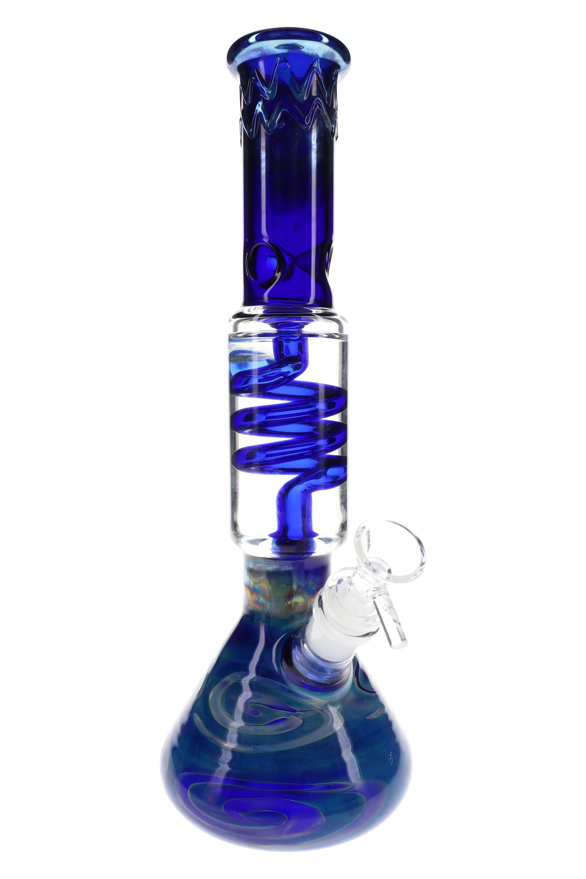 Silver Fumed Beaker Bong “Coil Cruiser” – 12″ – Assorted Colors - Discreet Smoker