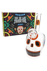 Hemper 6″ Dia De Los Muertos Skull Glass Bong – 14.5 mm Female – 5 mm Thick - Discreet Smoker