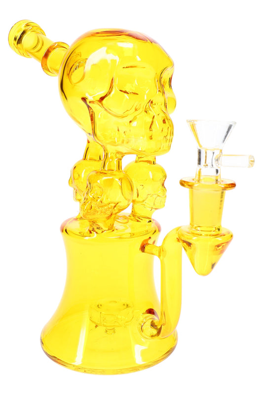 GoG Skull Recycler Bong – 8½″ – Showerhead Perc – Assorted Colors - Discreet Smoker