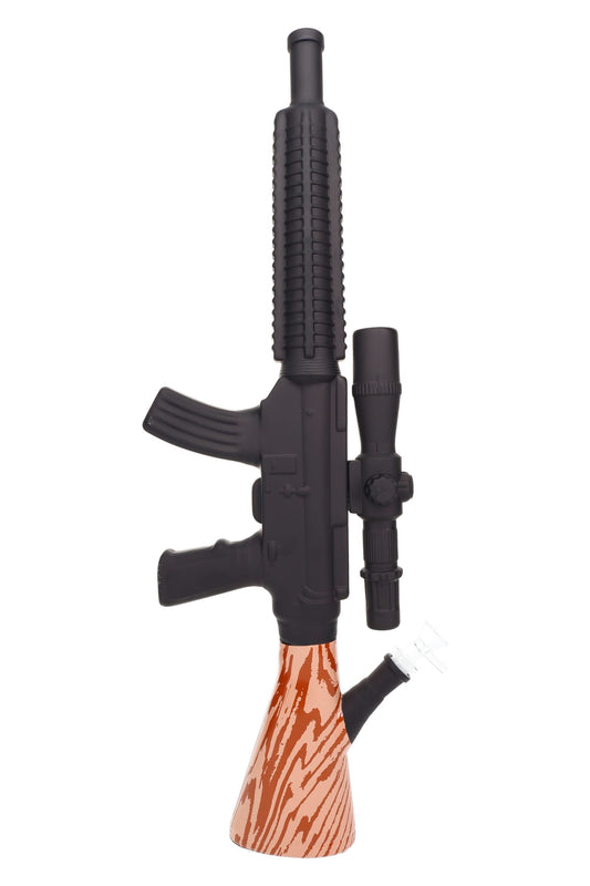 Rifle Beaker Bong “Countertop Cannon” – 24″ – Thick Glass – Assorted Colors - Discreet Smoker