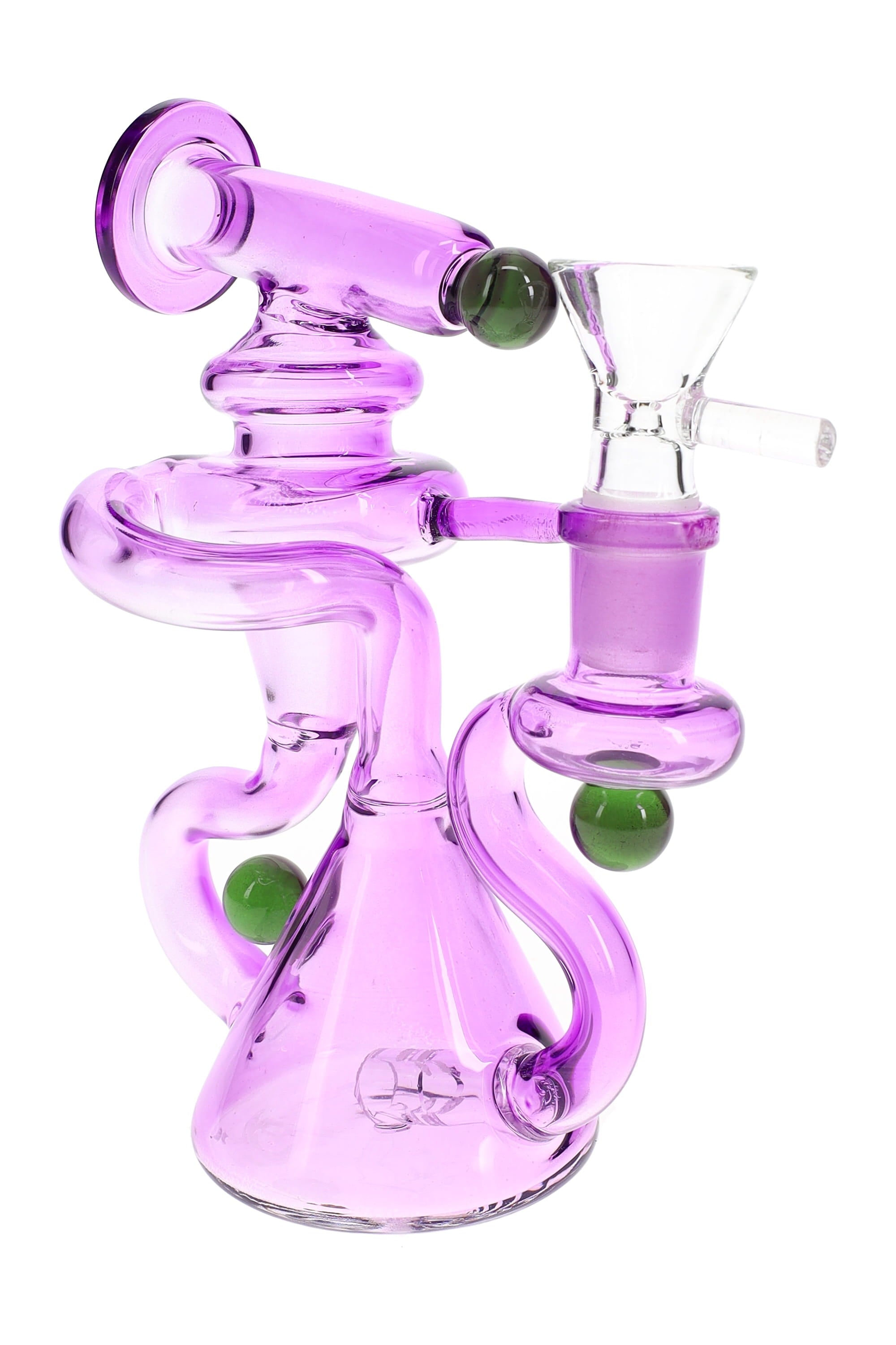 Stemless Glass Recycler Bong “Loop Bloom” – 6″ – Assorted Colors - Discreet Smoker