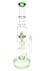 Dual Drum Perc Stemless Glass Bong “Twin Tower” – 14.5 mm – 17″