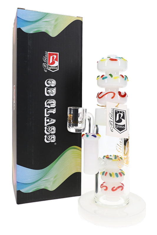 6B Glass Donut Stack Dab Rig – 14.5 mm Female – 9.5″ – Assorted Colors - Discreet Smoker
