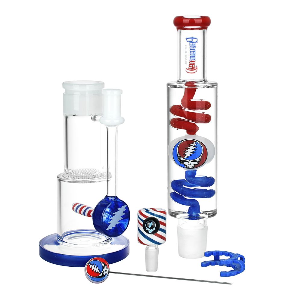 Grateful Dead x Pulsar 10 Year Flood Glycerin Water Pipe Kit - 16" / 14mm F - Discreet Smoker