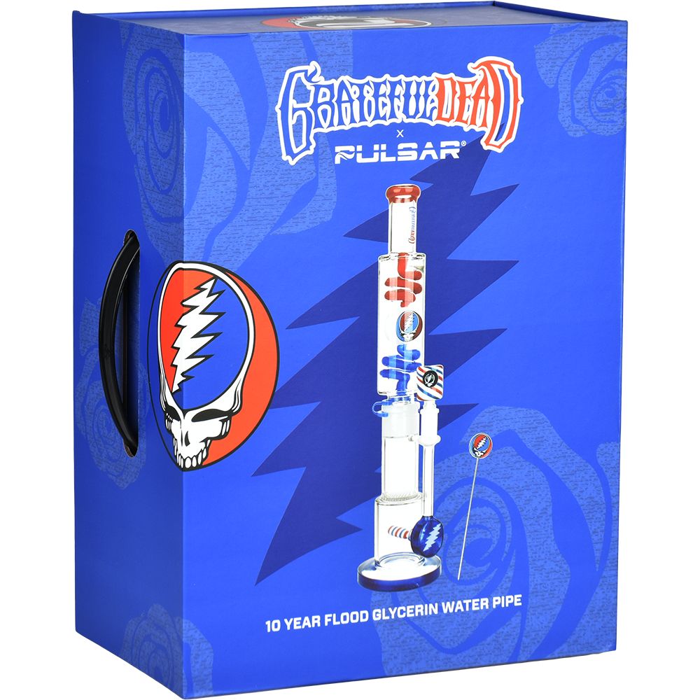 Grateful Dead x Pulsar 10 Year Flood Glycerin Water Pipe Kit - 16" / 14mm F - Discreet Smoker