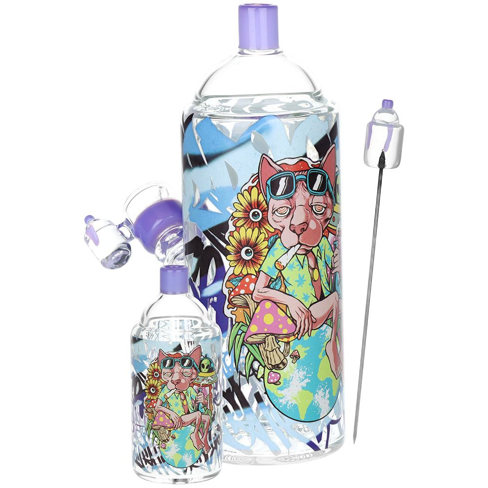 Pulsar Graffiti Series Spray Paint Glass Water Pipe Set / 7.5" / 14mm F - Discreet Smoker