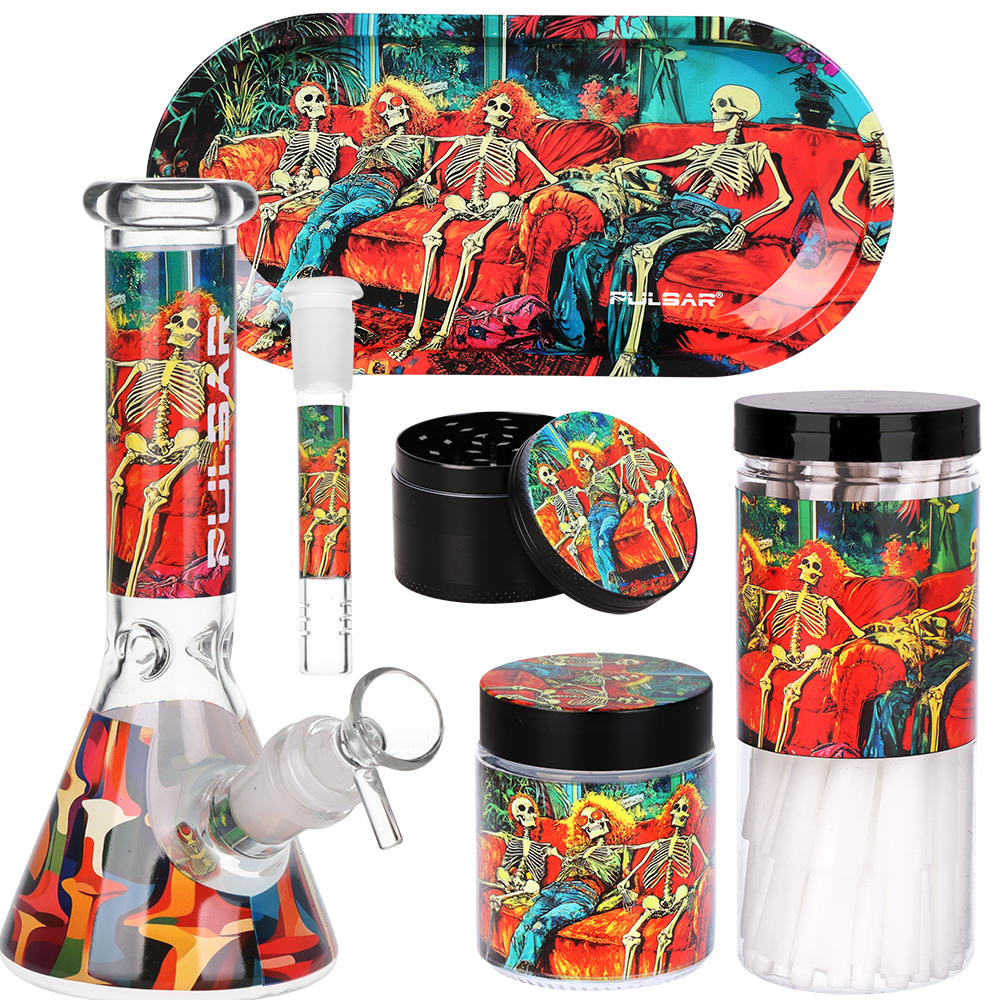 Pulsar Design Series Beaker Water Pipe Smoker's Kit | 7.75" - Discreet Smoker