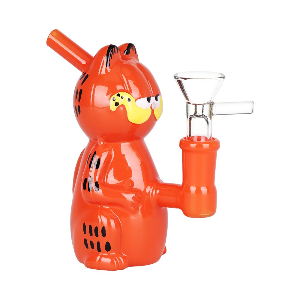 SeshGear Lasagna Lovin' Cat Glass Water Pipe - 4.5" / 14mm F - Discreet Smoker