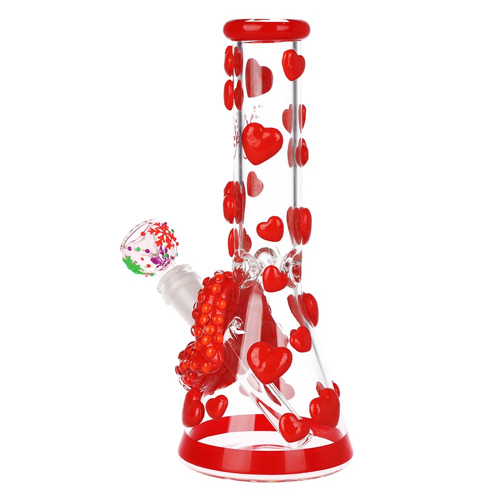 Pulsar Kiss My Lips Glow In Dark Beaker Glass Water Pipe - 9.75" / 14mm F - Discreet Smoker