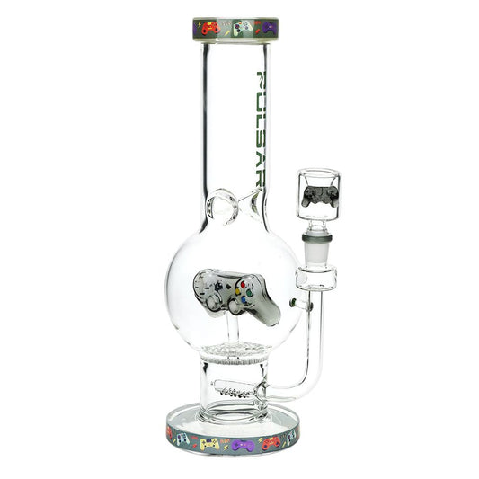 Pulsar Game Time Bubble Base Glass Water Pipe - 12.5" / 14mm F - Discreet Smoker