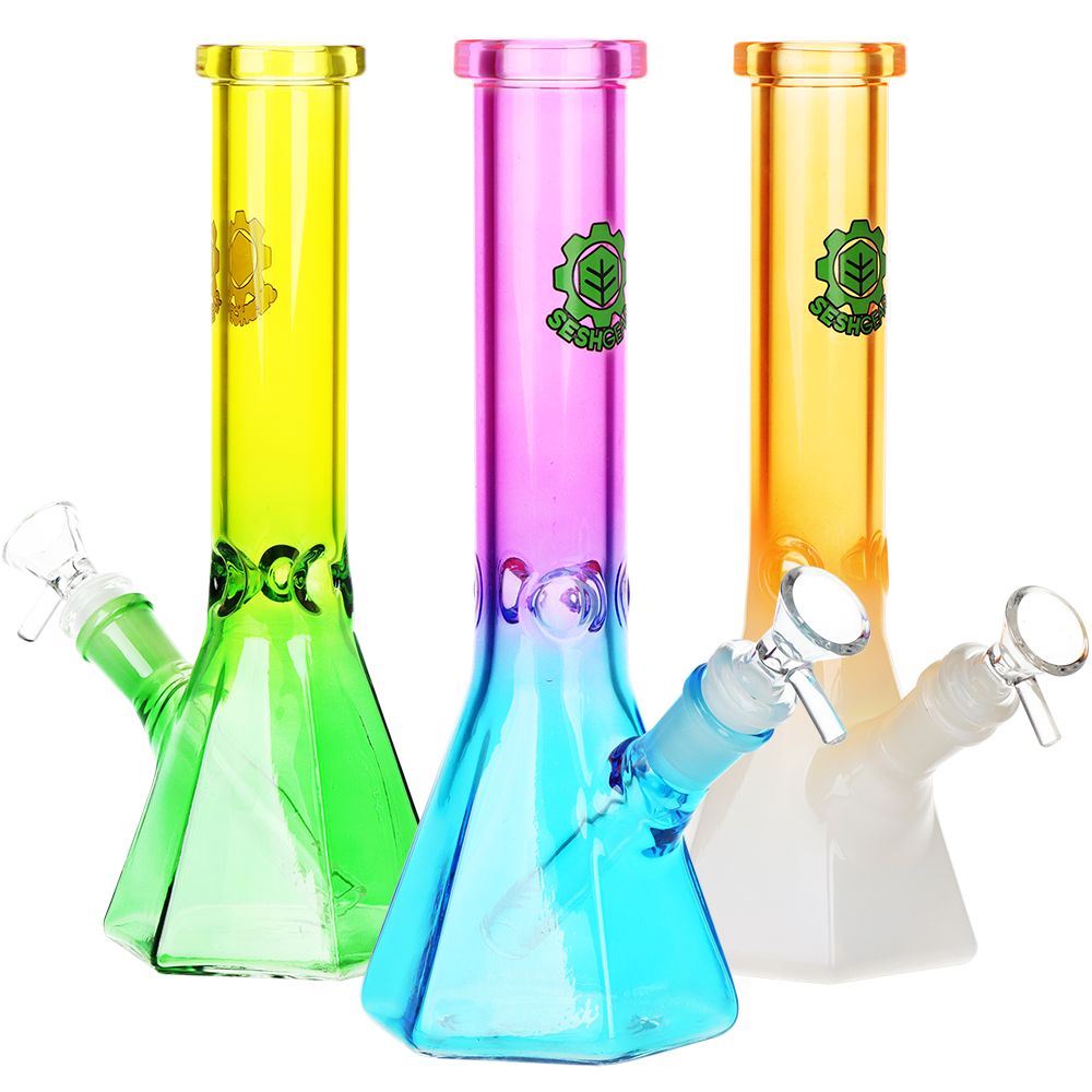 SeshGear Prismatic Bliss Ombre Glass Water Pipe | 10" | 14mm F - Discreet Smoker