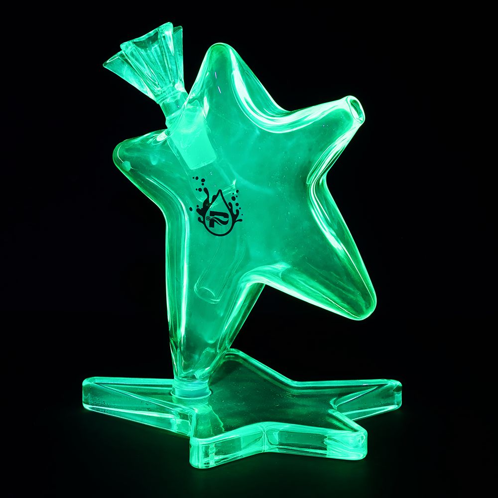 Pulsar Star Power Glass Water Pipe - 6.5" / 14mm F / Green - Discreet Smoker