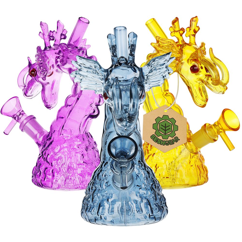 SeshGear Rising Dragon Glass Water Pipe | 6.75" | 14mm F - Discreet Smoker