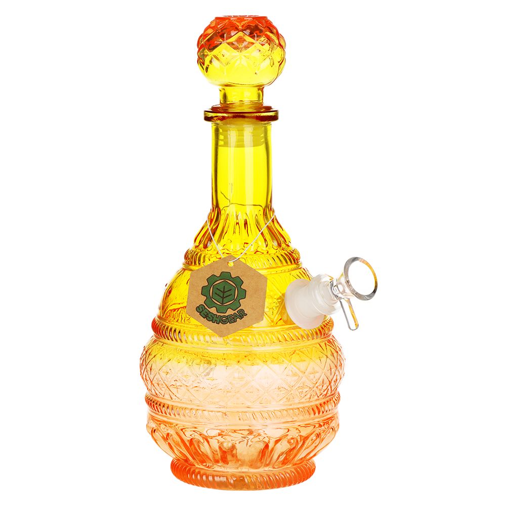 SeshGear Vintage Ombre Glass Water Pipe - 10.5" / 14mm F / Round Lotus - Discreet Smoker
