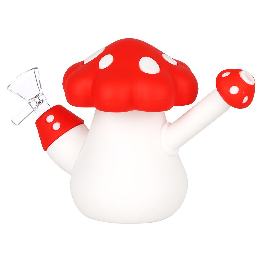 SeshGear Red Mushroom Silicone Water Pipe - 4.5" / 14mm F / Red - Discreet Smoker