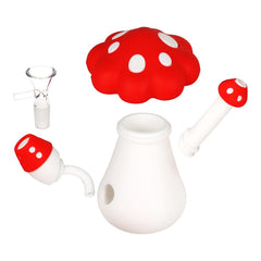 SeshGear Red Mushroom Silicone Water Pipe - 4.5" / 14mm F / Red - Discreet Smoker
