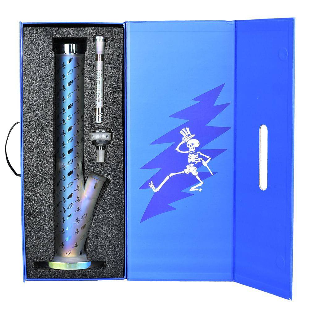 Grateful Dead x Pulsar Bolts And Skellies Straight Tube Water Pipe-15.5"/14mm F - Discreet Smoker