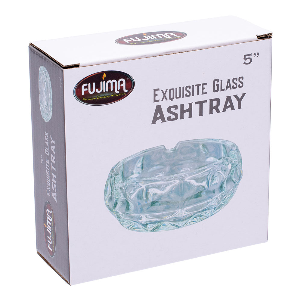 Fujima Exquisite Faceted Glass Ashtray - Crystal Clear / 5" - Discreet Smoker