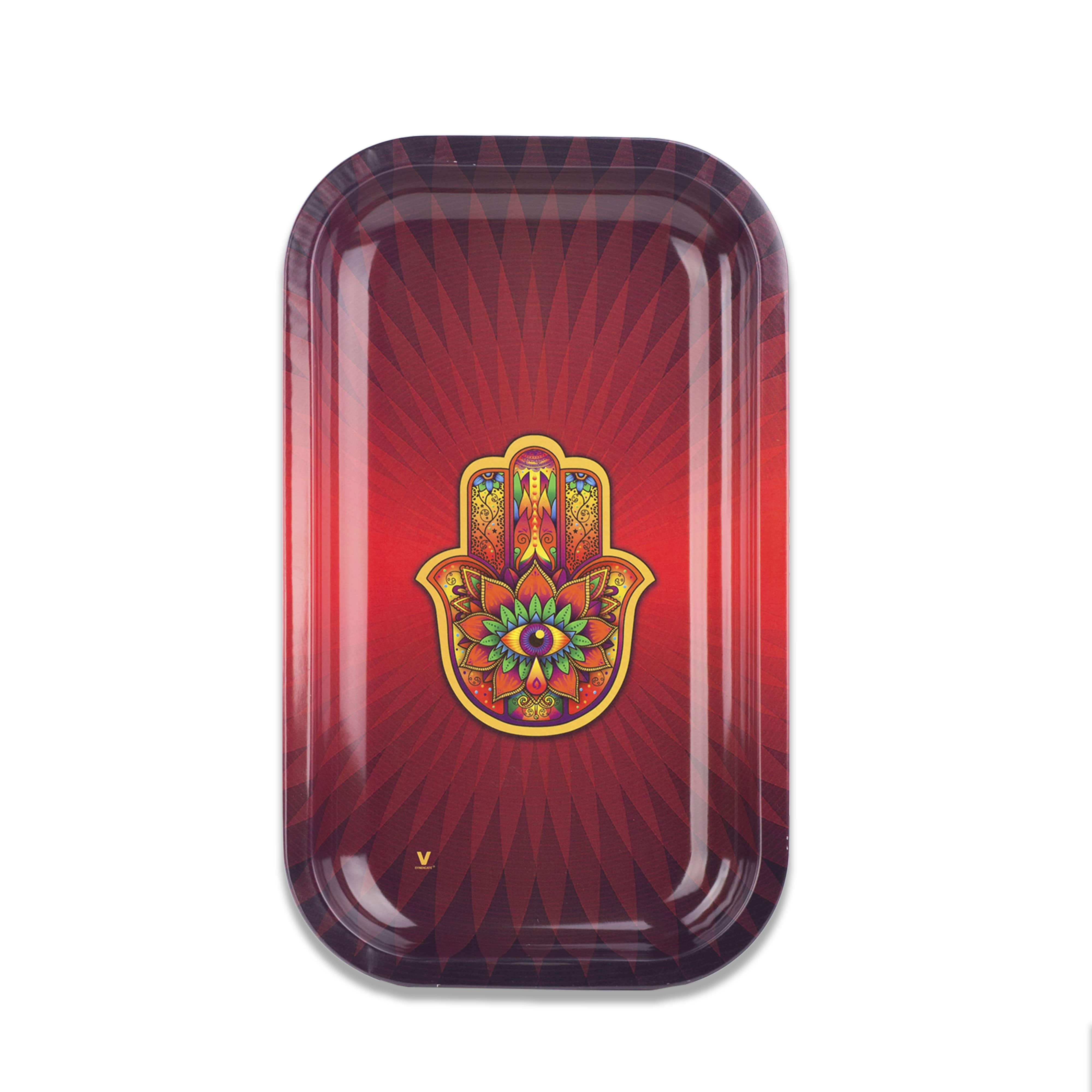 Hamsa Red Metal Tray - Discreet Smoker