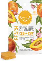 WYLD Real Fruit Infused CBD + CBC Gummies Peach (60MG -1200MG) - Discreet Smoker